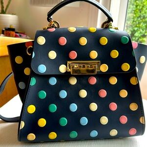 Zac Posen earths top handle and shoulder strap and back pac dark navy